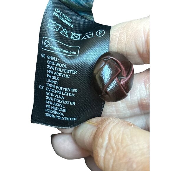 L.O.G.G.H&M Blazer Women 10 Herringbone Wool Blend Braided Leather Buttons - Picture 16 of 16